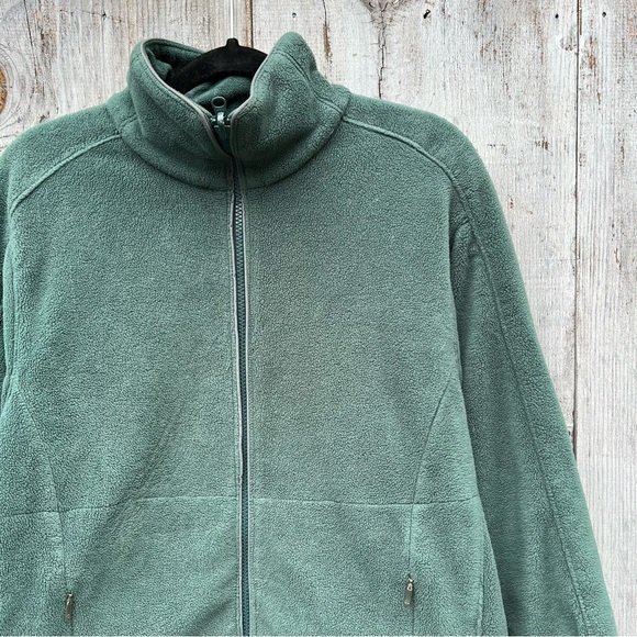 Columbia full zip front closure unlined cozy fleece sweater jacket forest green - Picture 3 of 13